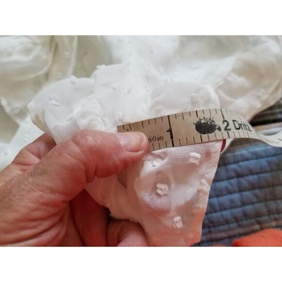 BB Dakota Romper Ivory Swiss Dot Long Sleeve Wrap Top Womens Size Medium - Picture 9 of 10